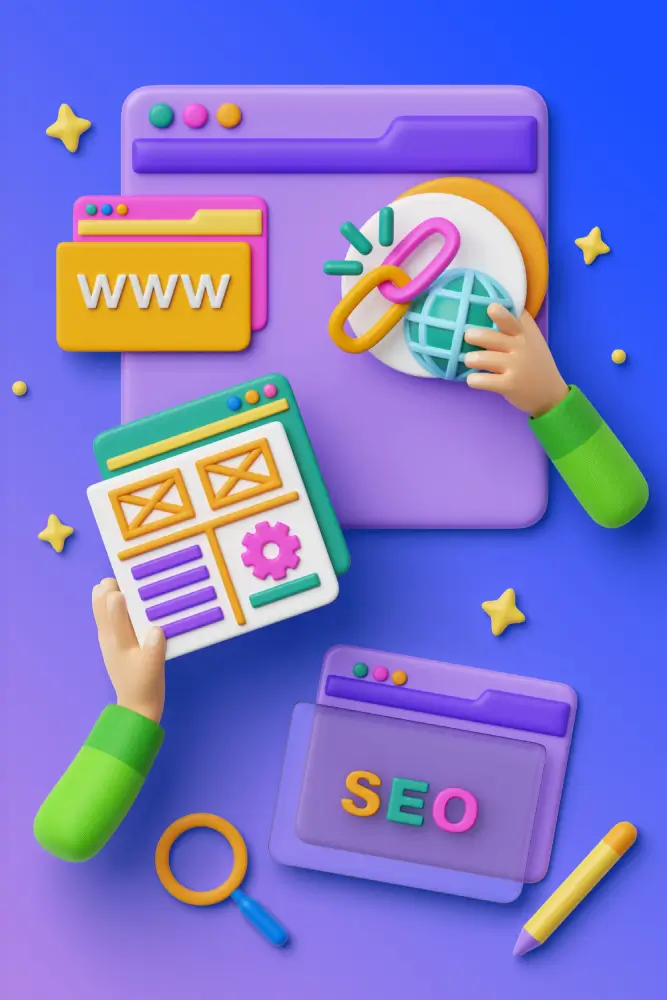 SEO за WordPress мокъп - устройства с анализи и графики